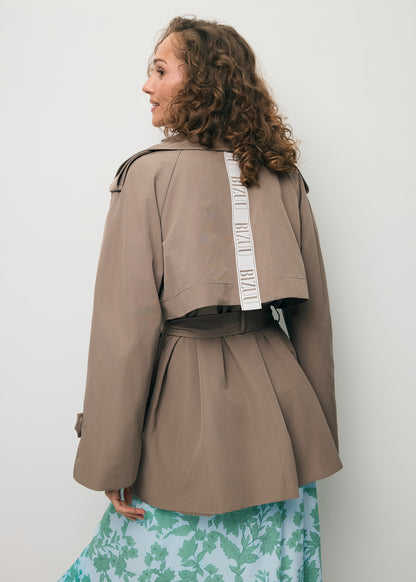 Short double-breasted trench coat RACHY in taupe