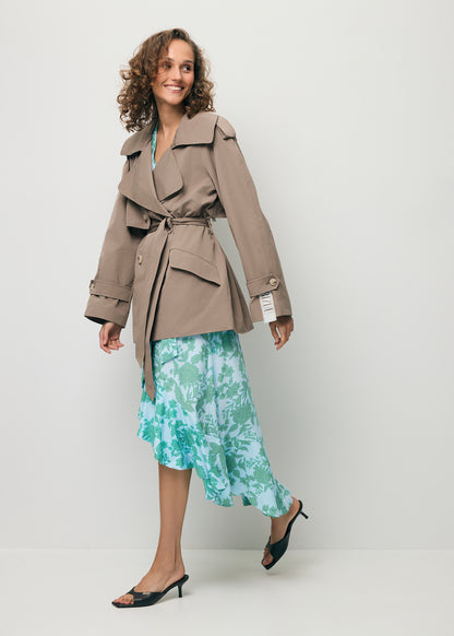 Short double-breasted trench coat RACHY in taupe