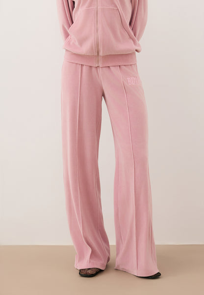 VELORINA wide-leg velour pants, pink