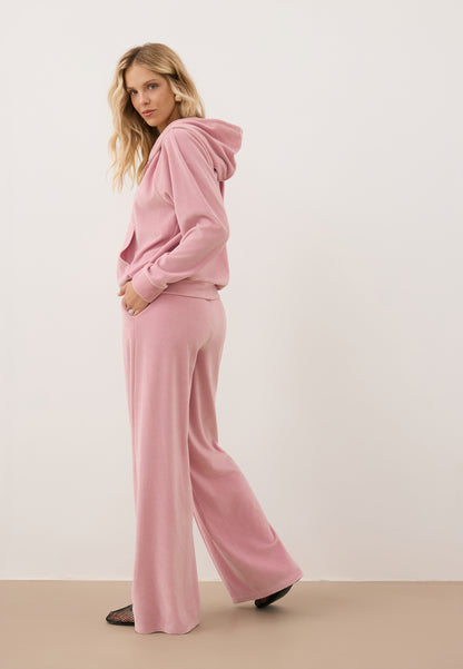VELORINA wide-leg velour pants, pink