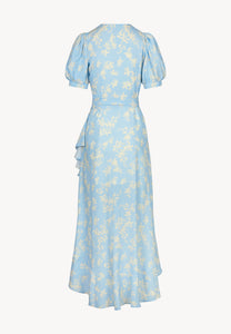 Envelope dress with decorative frill ISLAY blue