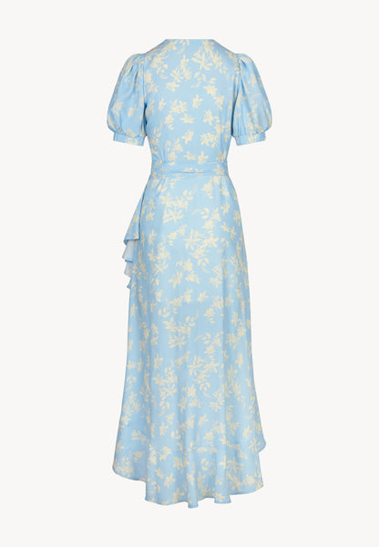 Envelope dress with decorative frill ISLAY blue