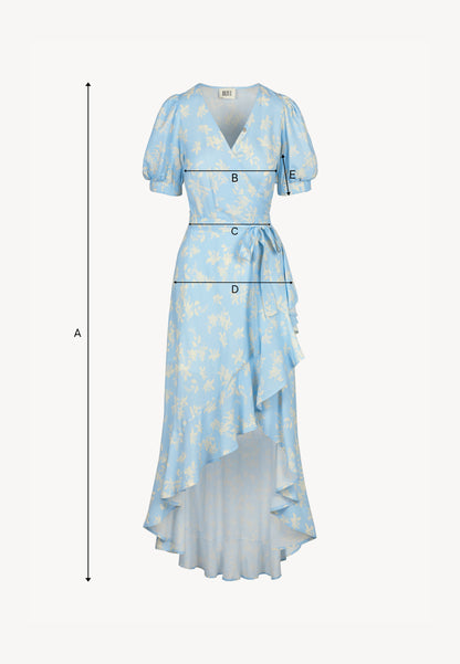 Envelope dress with decorative frill ISLAY blue