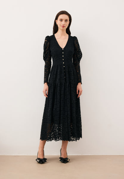 Midi dress made of black lace – ISORELLA