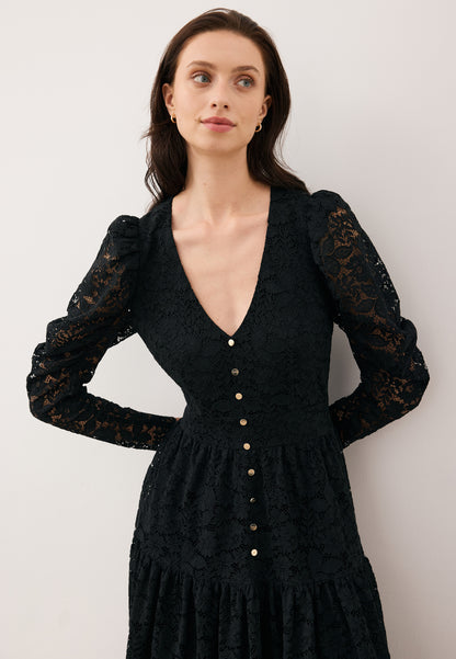 Midi dress made of black lace – ISORELLA