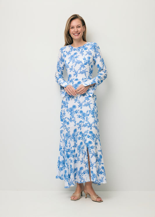 Blue viscose midi dress IVYNI