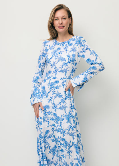 Blue viscose midi dress IVYNI