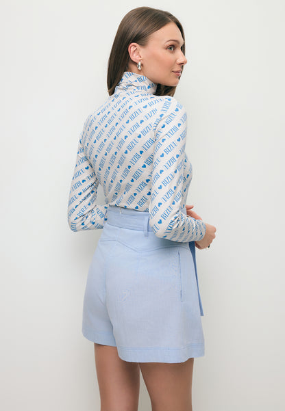 Light blue KANDYS high-waisted wide-leg shorts