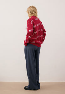 Navy blue wide-leg trousers BANOS GRAŻYNA