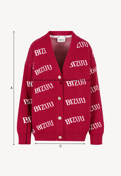 Burgundy oversize button-down cardigan KYLE