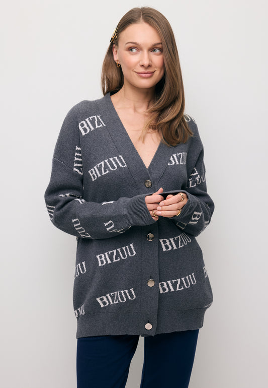 Grey oversized button-up cardigan KYLE