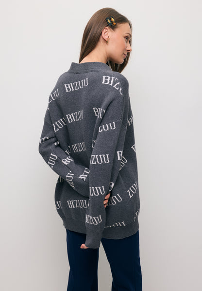 Grey oversized button-up cardigan KYLE