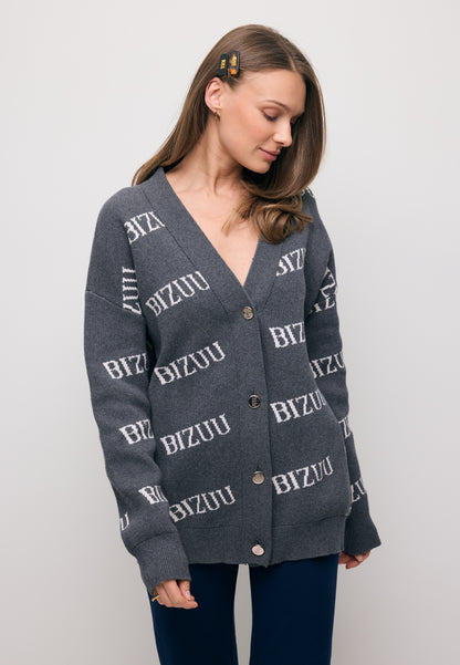 Grey oversized button-up cardigan KYLE