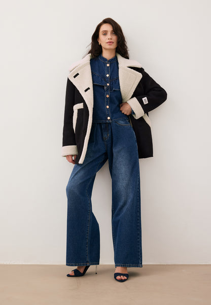 Black eco-shearling jacket LAFARA