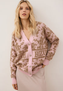 LANZAR pink cardigan with signature print