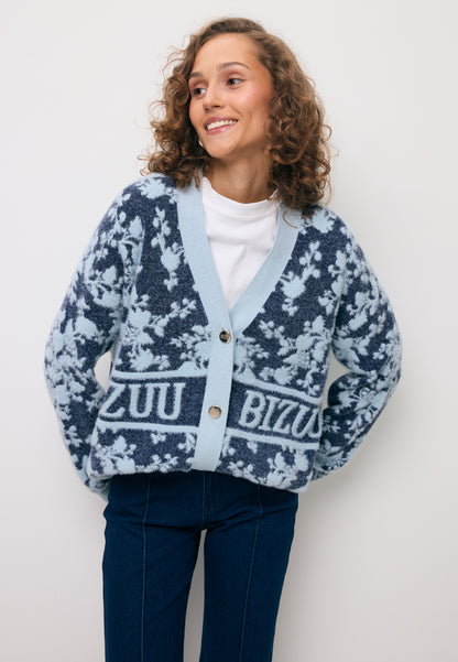 Blue cardigan with branded buttons LANZAR