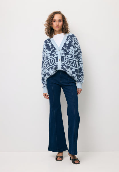 Blue cardigan with branded buttons LANZAR
