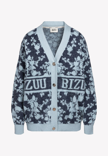 Blue cardigan with branded buttons LANZAR