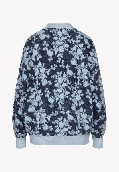 Blue cardigan with branded buttons LANZAR