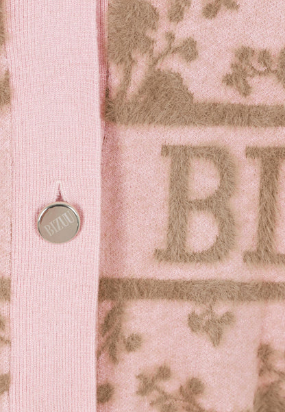 LANZAR pink cardigan with signature print