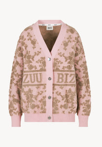 LANZAR pink cardigan with signature print