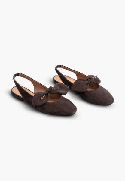 Brown suede LAZO slingback ballet flats