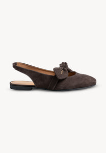 Brown suede LAZO slingback ballet flats
