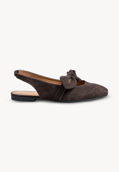 Brown suede LAZO slingback ballet flats