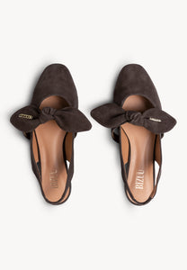 Brown suede LAZO slingback ballet flats