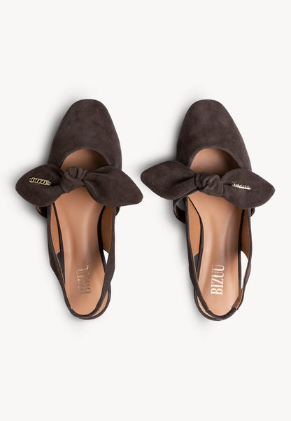 Brown suede LAZO slingback ballet flats