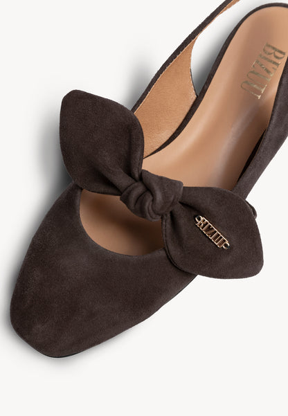 Brown suede LAZO slingback ballet flats
