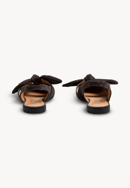 Brown suede LAZO slingback ballet flats