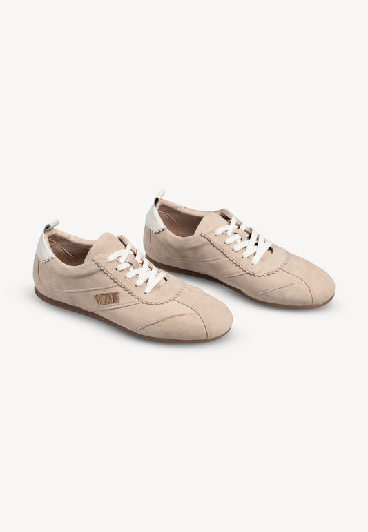 Beige women’s suede LEOLA sneakers.