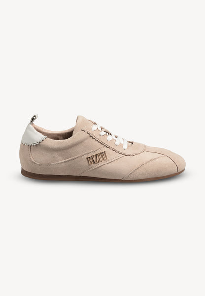 Beige women’s suede LEOLA sneakers.