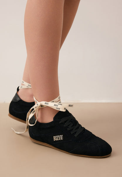 LEOLA black women's suede sneakers