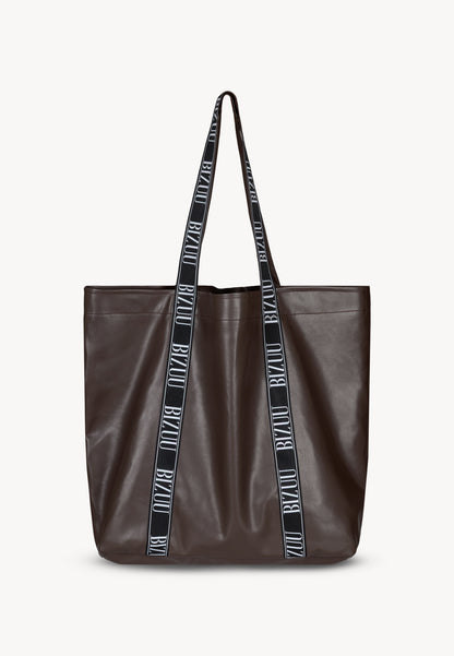 LETHA logo-striped shopper bag, brown