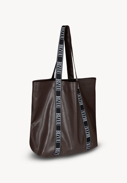 LETHA logo-striped shopper bag, brown