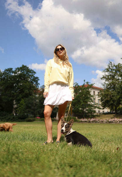 White mini skirt with logoed elastic LILIBET