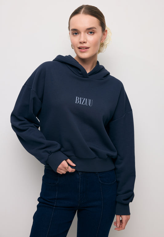 Blue hoodie with SAY logo
