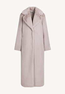 Beige fur coat with a leopard print on the back LIVORNO