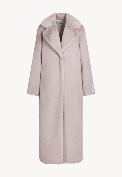 Beige fur coat with a leopard print on the back LIVORNO