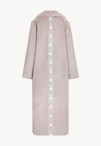 Beige fur coat with a leopard print on the back LIVORNO