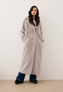 Beige fur coat with a leopard print on the back LIVORNO