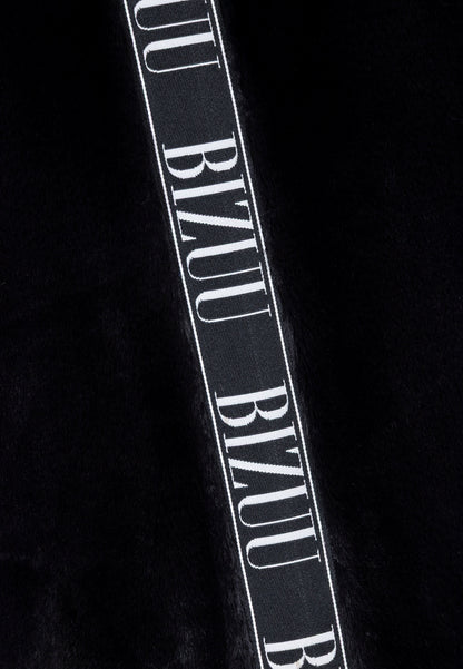 Black fur coat with leopard print on the back LIVORNO