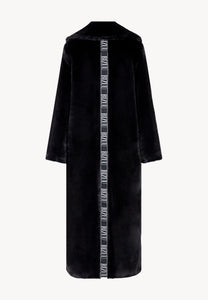 Black fur coat with leopard print on the back LIVORNO
