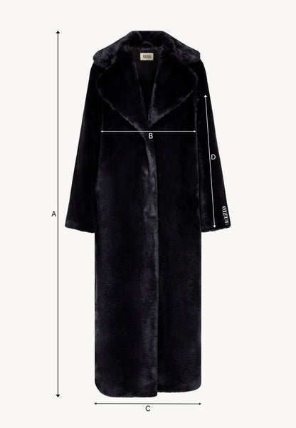 Black fur coat with leopard print on the back LIVORNO