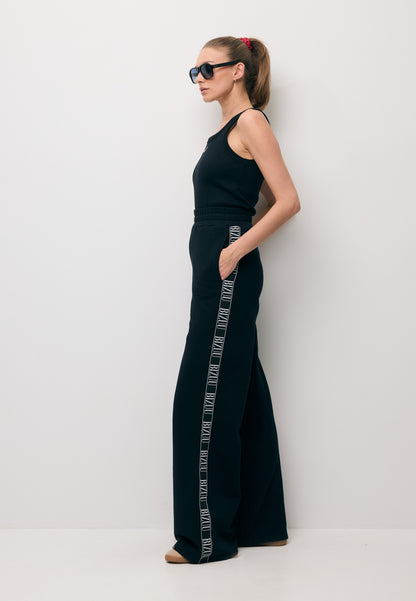 Black loose sweatpants with side stripe PETRY