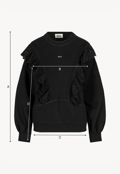 Black LOYA ruffle sweatshirt