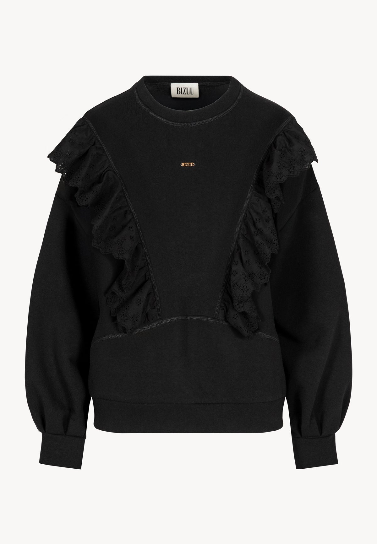 Black LOYA ruffle sweatshirt