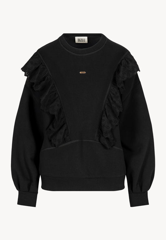 Black LOYA ruffle sweatshirt
